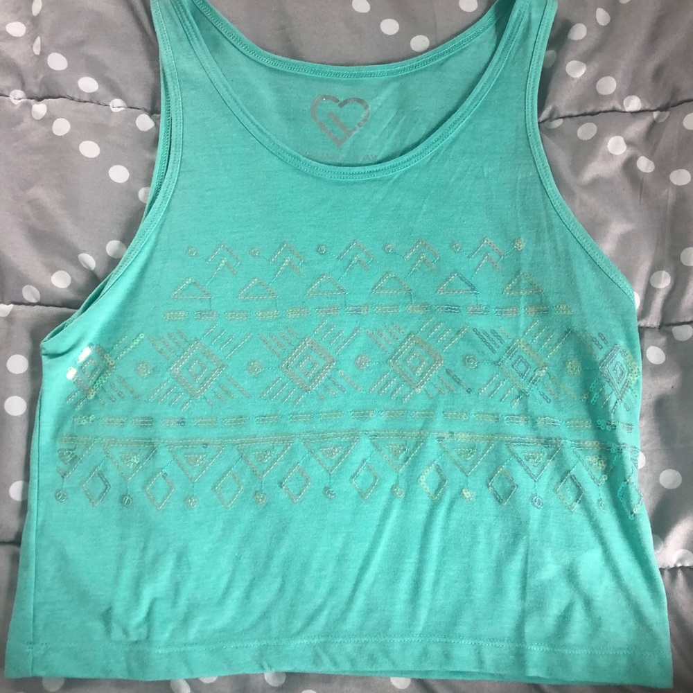 Mint green sequined tank top